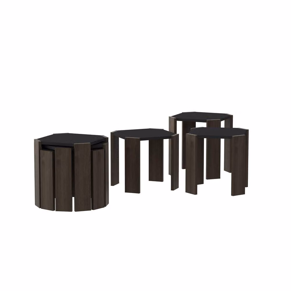 Decorotika Lori 3-Piece Nesting Coffee Table Set in Brown – 2