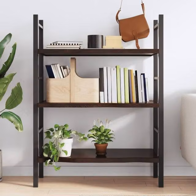 Berkfield Home Wall Mounted Rustic Oak Solid Wood Shelf, Dark Grey, W: 100 cm, D: 60 cm – 1