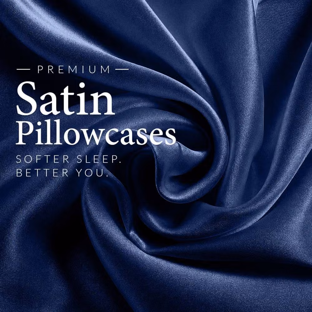 Pamposh Luxury Mako Satin Silk Pillowcase Set of 6 in Blue – 3