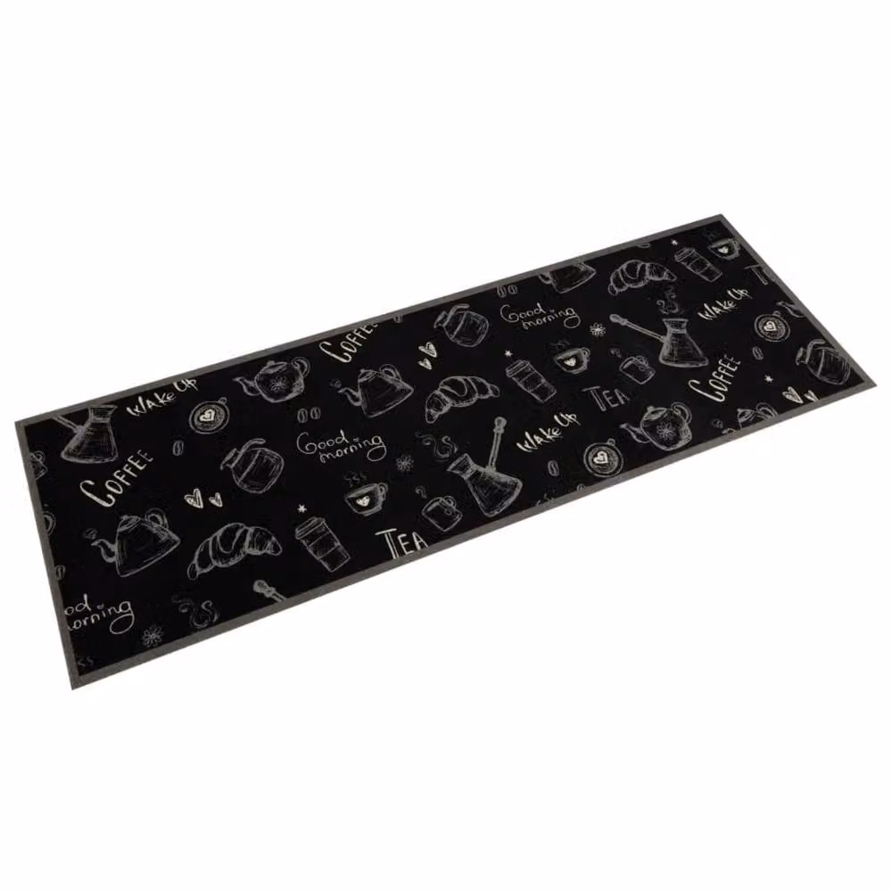 Berkfield Home Morning Black Washable Abstract Kitchen Rug, W/D/H: 60 x 180 cm – 2