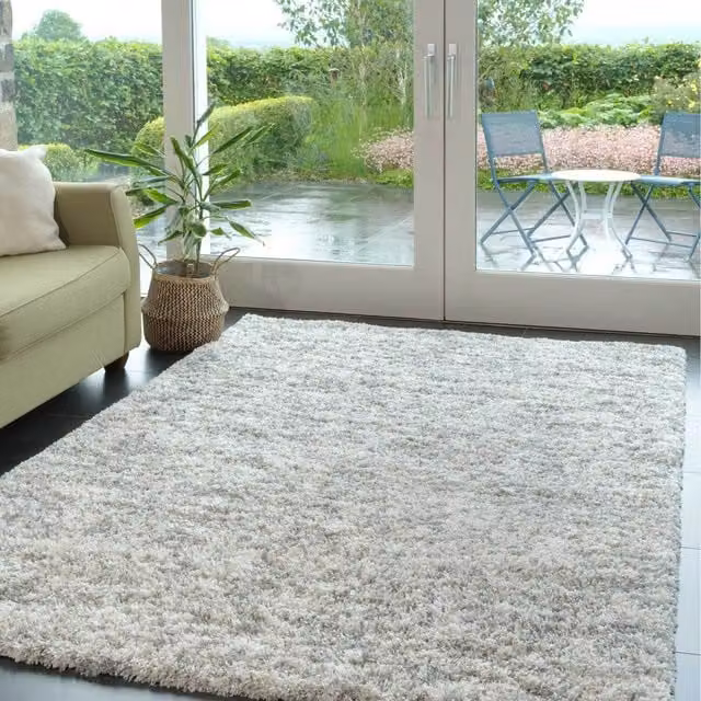 The Rug House Soft Shaggy Mottled Area Rug in Silver Grey, W: 290 cm, D: 200 cm