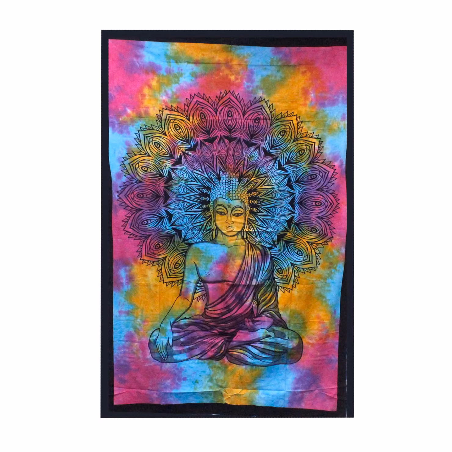 KDMD Peaceful Buddha Double Cotton Bedspread and Wall Hanging Set, Multicolour – 2