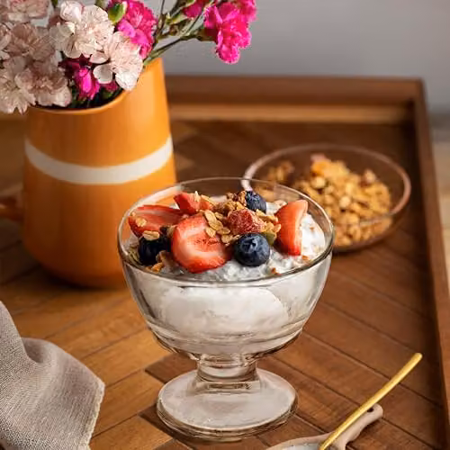Orsina Set of Four Round Sundae Dishes in Transparent Glass, W: 11 cm, D: 11 cm, H: 9 cm – 5