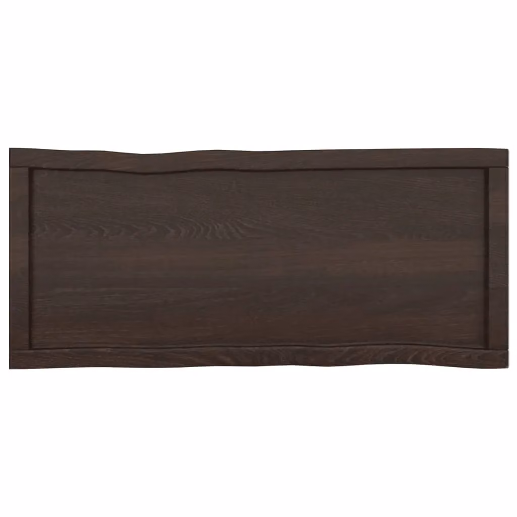 Berkfield Home Table Top Live Edge Countertop in Treated Solid Wood, Dark Grey and Brown, W: 100 cm, D: 40 cm, H: 2-4 cm – 3