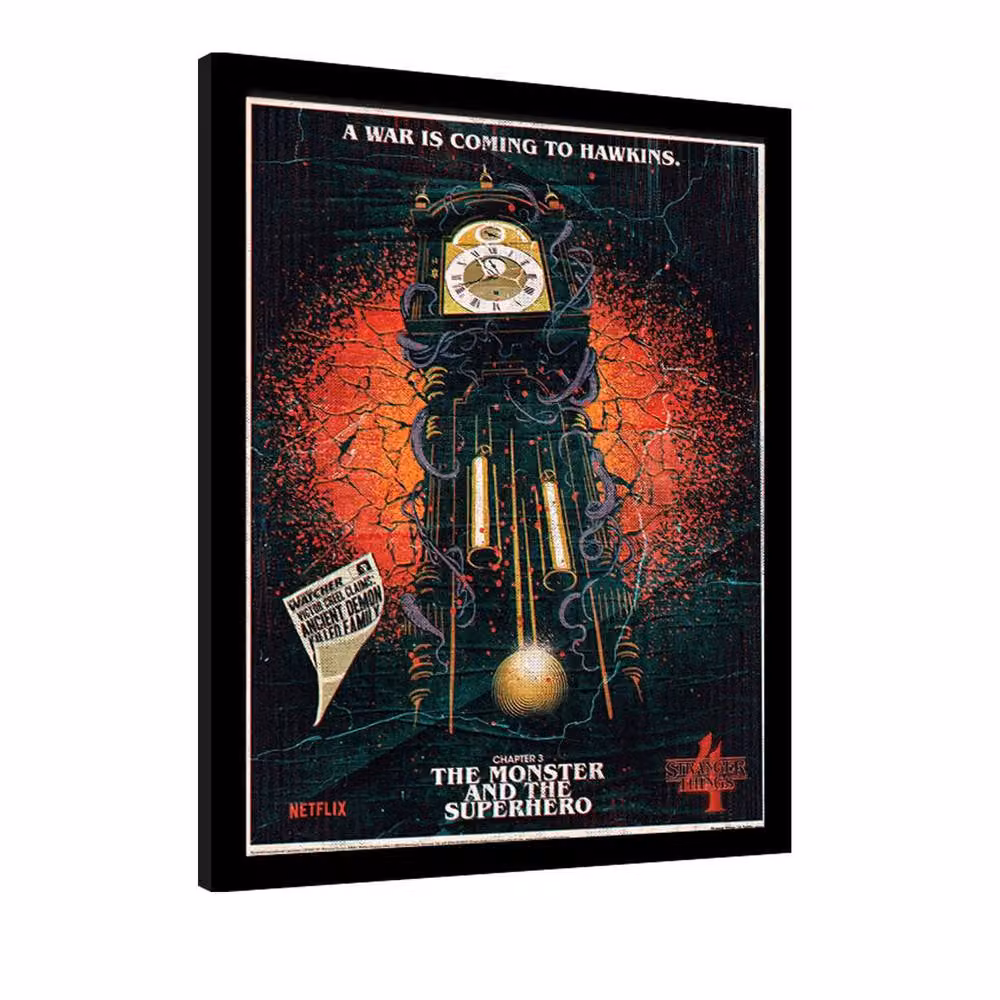 Stranger Things The Monster and The Superhero Graphic Paper Poster in Jet Black and Multicolour – 2