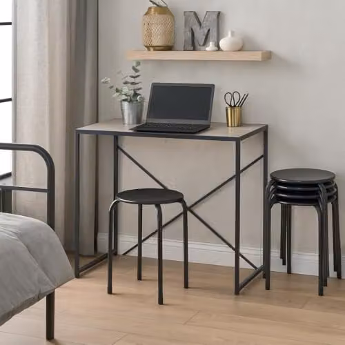 Harbour Housewares Metal Stackable Stools, Matt Black, Pack of 6 – 2