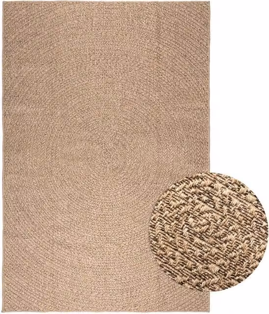 Berkfield Home Brown Jute-Look Round Rug for Indoor and Outdoor Use, W/D: 100 cm diameter