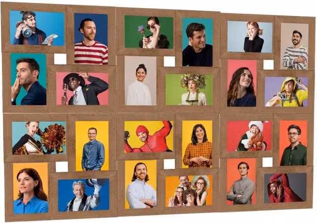 Berkfield Home Modern Rectangular Collage Photo Frame, Brown, for 24 Pictures, W/H: 13 x 18 cm – 1