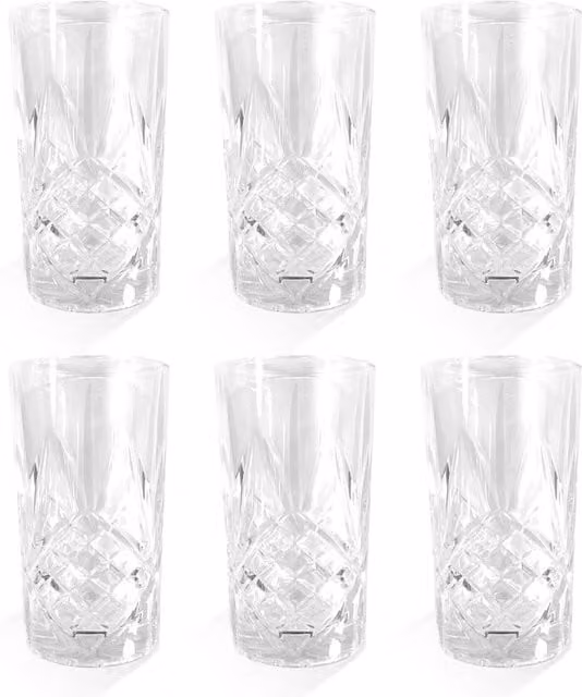 Maison & White Set of 6 Geometric Crystal Tumbler Glasses, 350ml, Clear