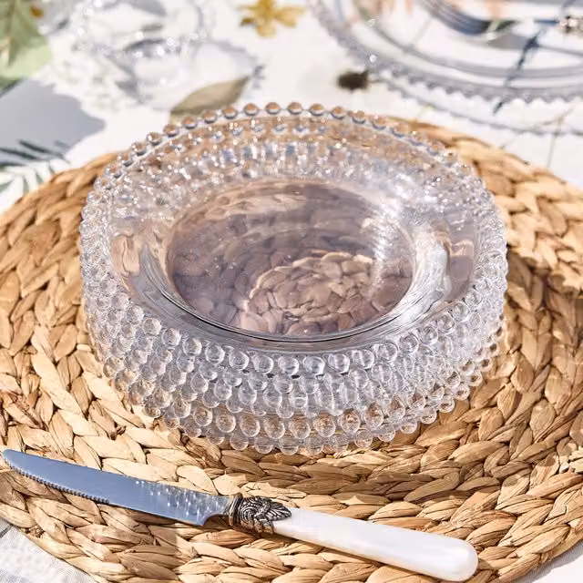 Dibor Bella Perle Set of 6 Clear Glass Dessert and Side Plates, Diameter: 20 cm – 1