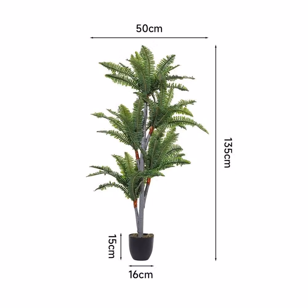NESTLUNE Large 4.5ft Artificial Palm Tree House Plant, Green, H 100 cm x W 60 cm x D 60 cm – 2