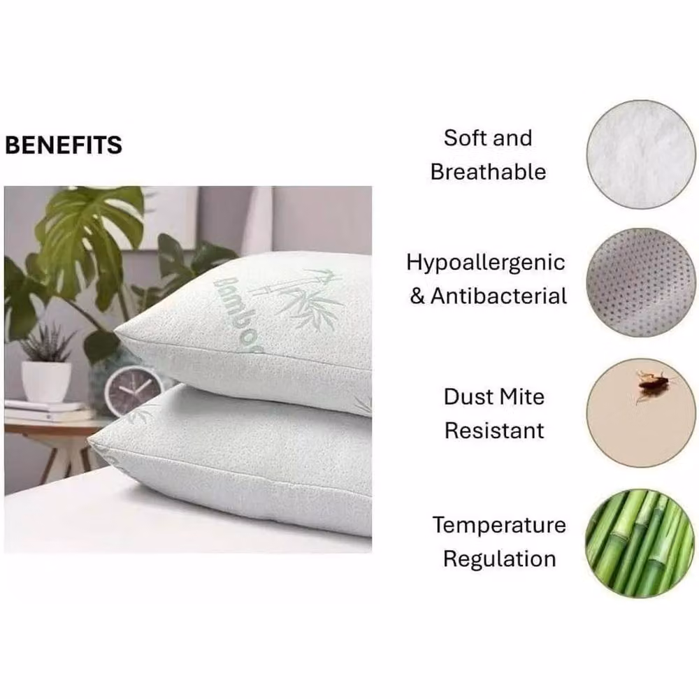 FLAVORA Premium Bamboo Memory Foam Cot Pillow for Babies, White, W/D/H: 40 x 60 x 13 cm – 3