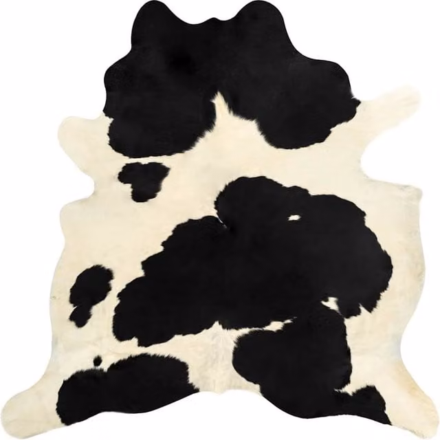 Berkfield Home Real Cowhide Rug in Black and White, W: 180 cm, L: 220 cm