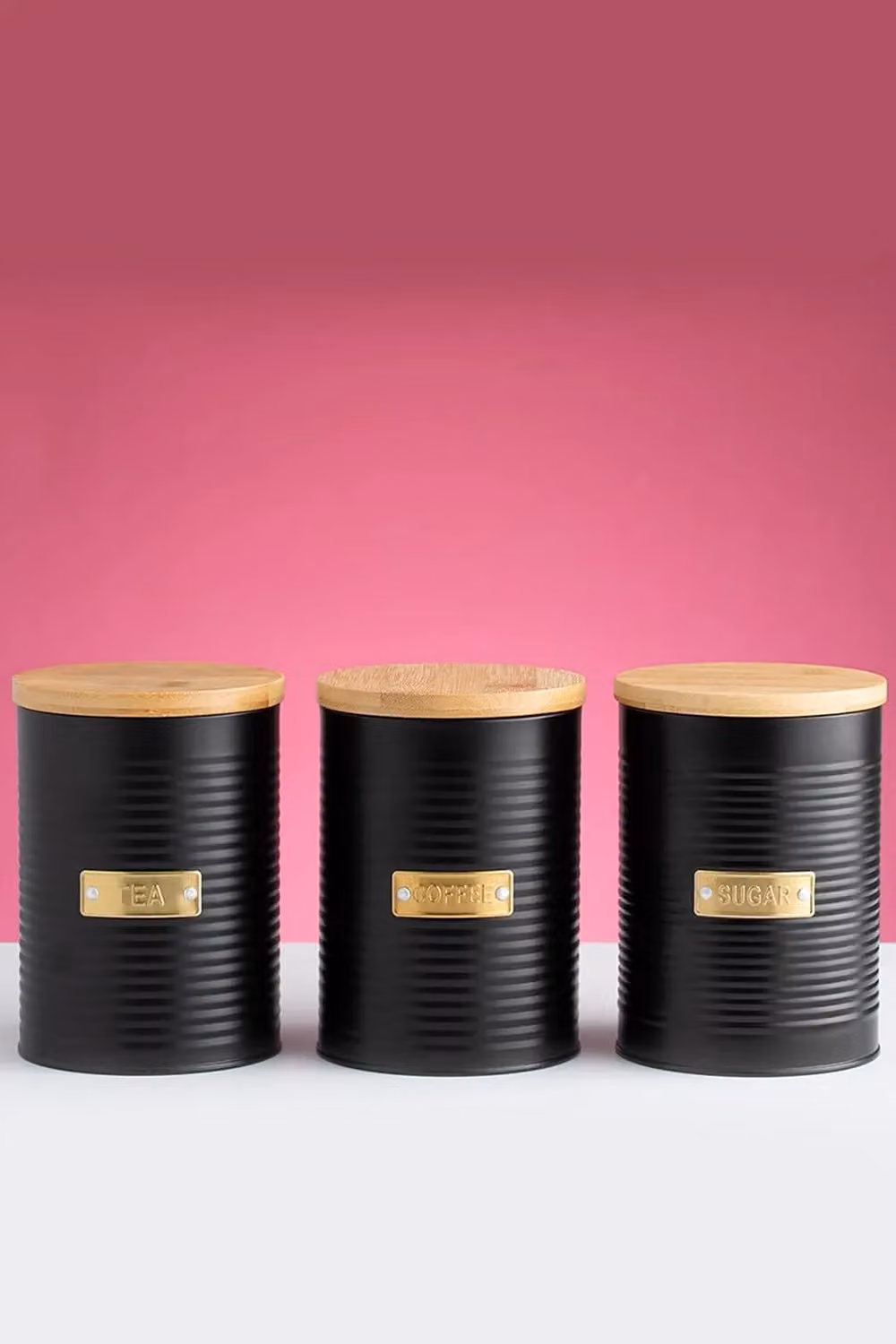 Rayware Typhoon Otto Set of 3 Airtight Kitchen Storage Canisters in Black with Bamboo Lids – 4