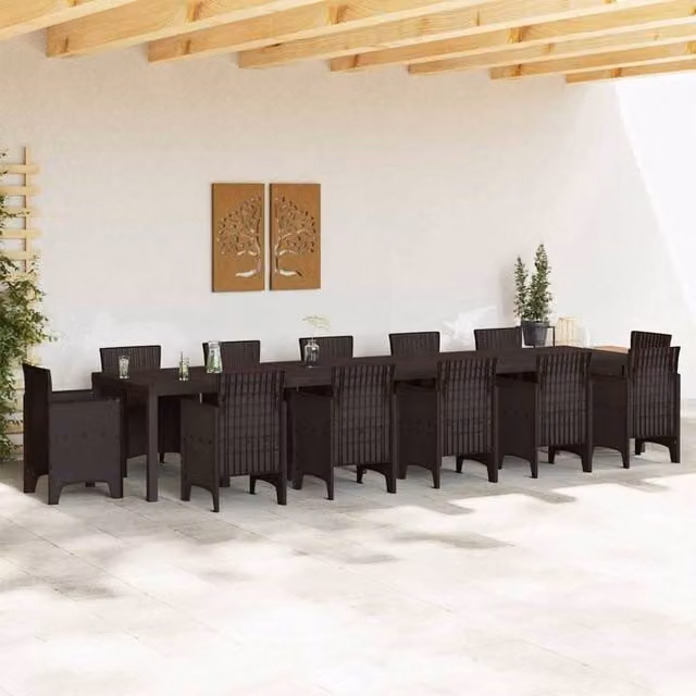 Berkfield Home Brown Poly Rattan Garden Table, W: 400 cm, D: 100 cm, H: 73 cm – 1