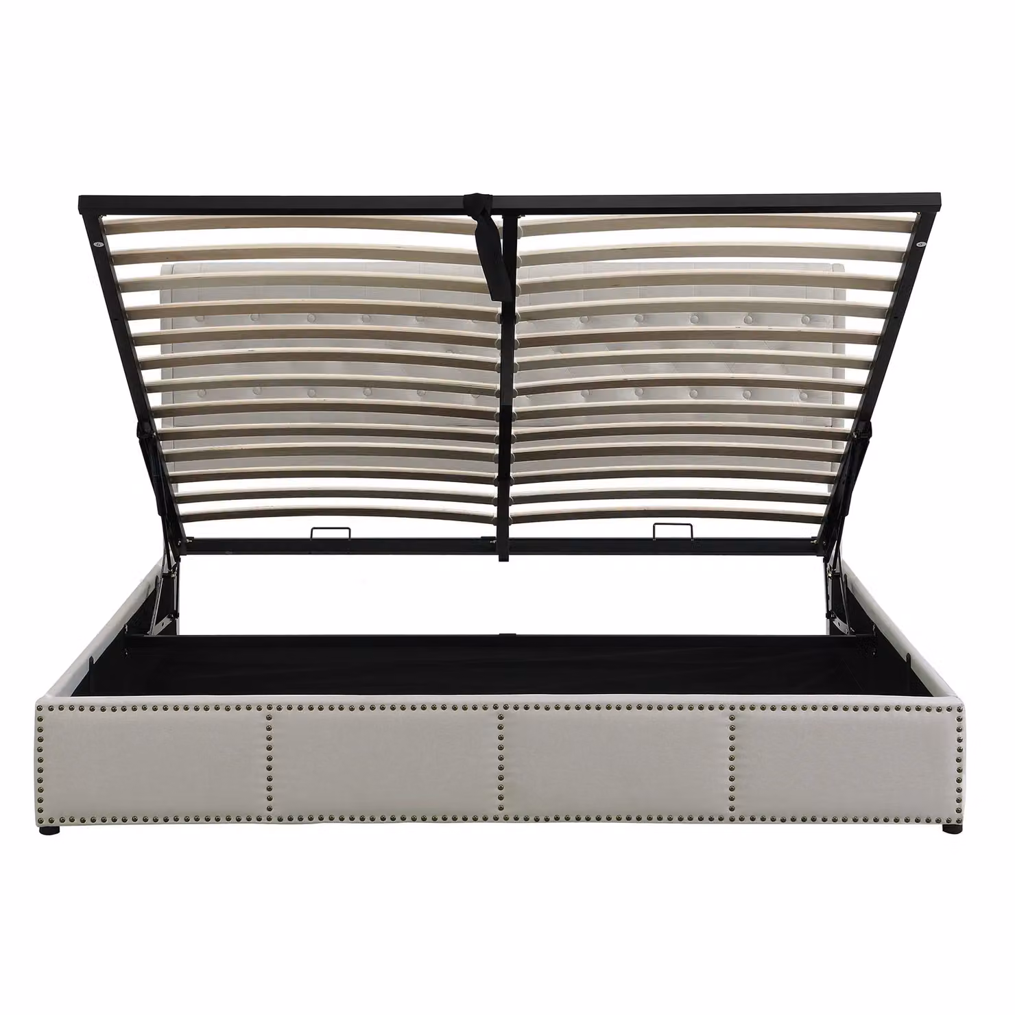 Matteo Upholstered Fabric Bed in Grey with Hydraulic Lift Storage, W/D/H: 150 x 200 x 102.5 cm – 3