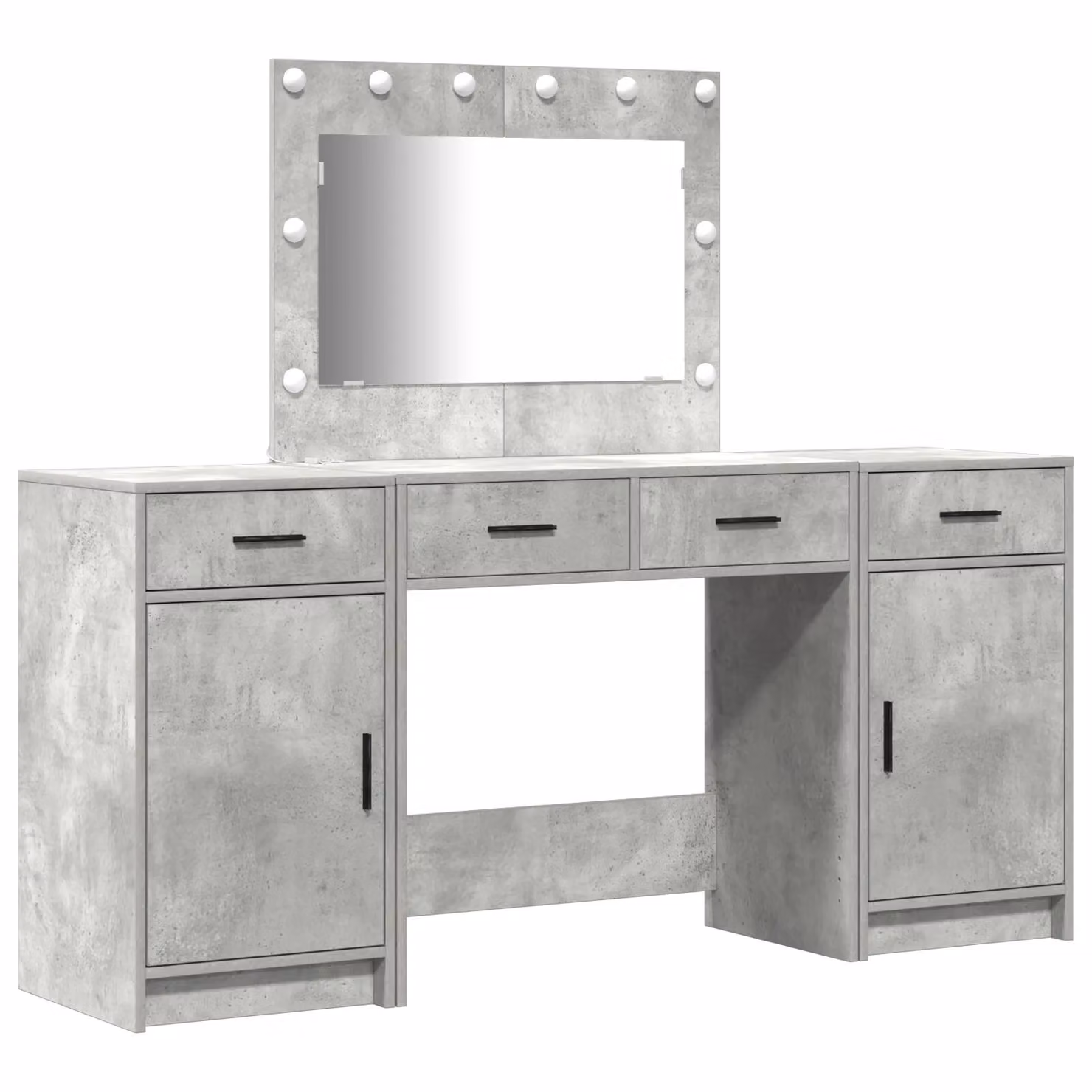 Berkfield Home 3 Piece Modern Dressing Table Set with Hollywood LED Lighting in Concrete Grey – 2