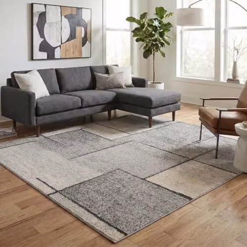 Desire Rugs Rhodes Geometric Modern Living Room Area Rug, Grey, W: 120 cm, L: 170 cm – 1