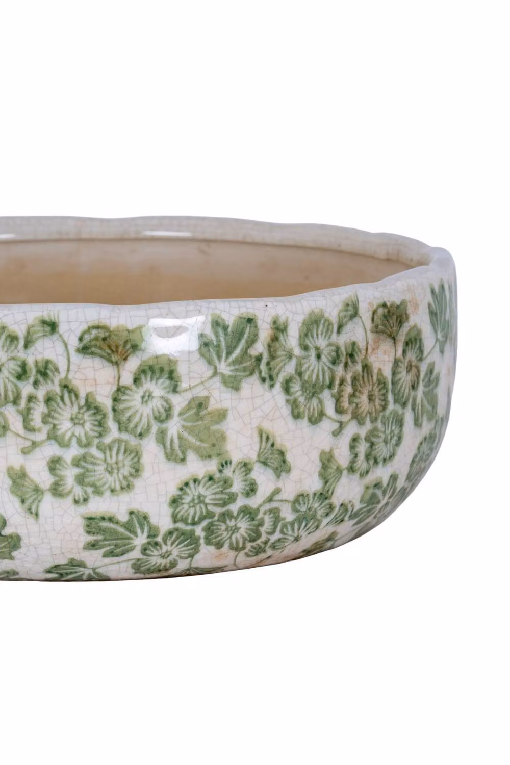 KDMD Round Ceramic Floral Bowl in Green and White – 2