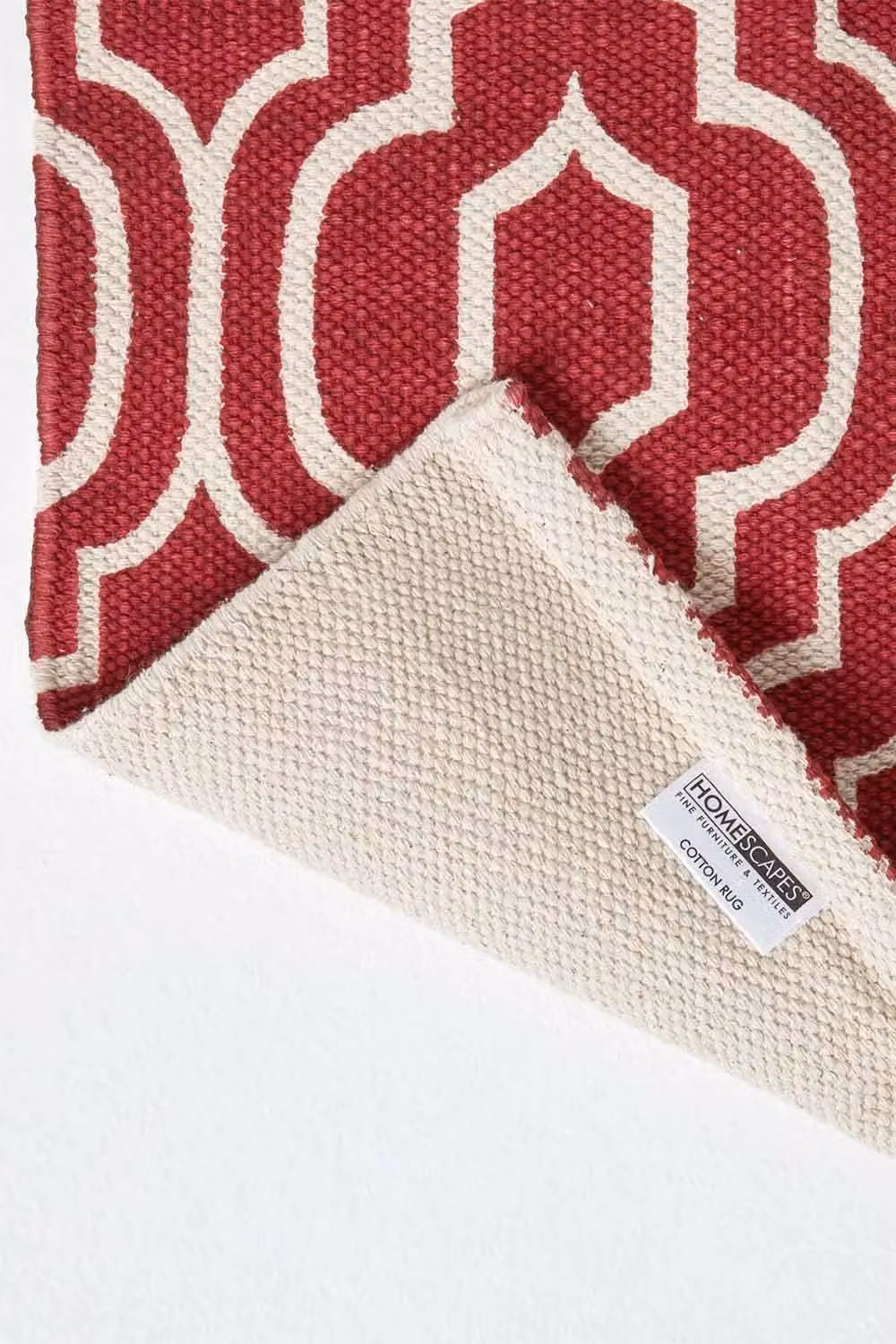 Homescapes Riga Geometric Printed Cotton Hallway Runner, Red and White, W: 66 cm, L: 200 cm – 4