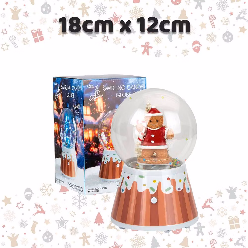 VFM e-Store Christmas Gingerbread Man Light Up Snow Globe Blower, Red and Pink Multicolour, H 18 cm x W 18 cm x D 12 cm – 2