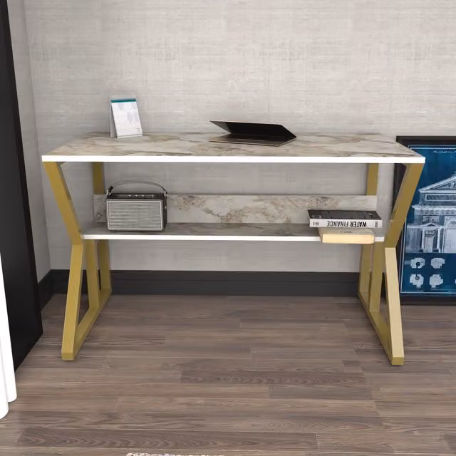 Decorotika Wake Modern Computer Desk in Gold