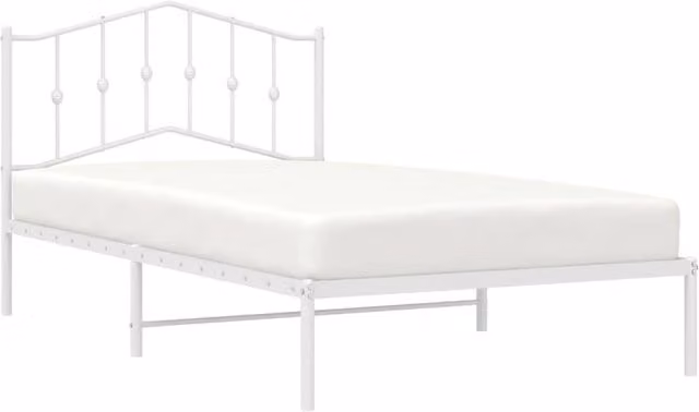 Berkfield Home Metal Bed Frame with Headboard in White, W/D/H: 107 x 203 x 112 cm – 1