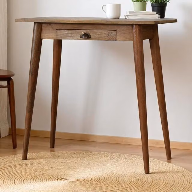 Artisan Furniture Mango Wood Writing Desk in Brown with Scandinavian Design