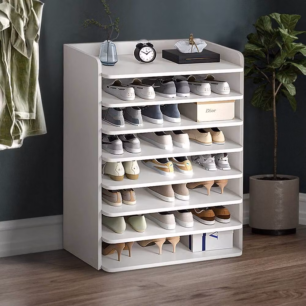 KORVIXA Large Capacity Standing Shoe Storage Shelves, White, W/D/H: 100 x 100 x 100 cm – 3