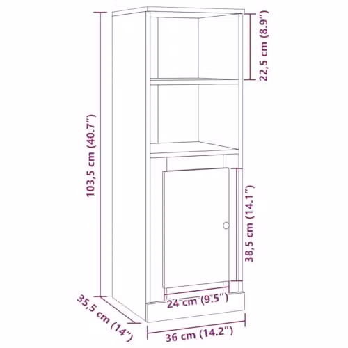 vidaXL Highboard in Old Wood Brown, W/D/H: 36.0 x 35.5 x 103.5 cm – 2