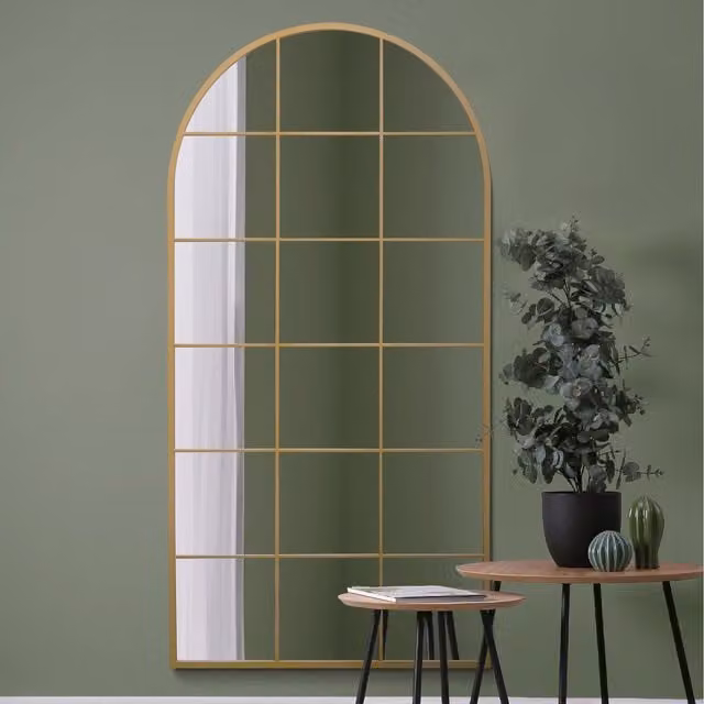 MirrorOutlet Fenarc Modern Wall Mirror in Gold and Black