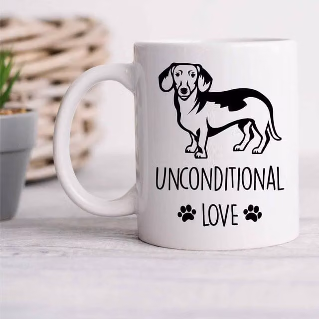 60 Second Makeover Unconditional Love Sausage Dog Ceramic Mug in White