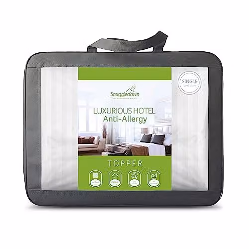 Snuggledown Luxurious Hotel Anti Allergy Mattress Topper, White, Single – 1