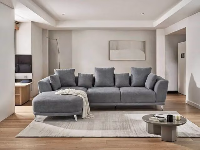 DS Living Nova 3 Seater Right Corner Lounger Sofa in Grey Fabric – 1