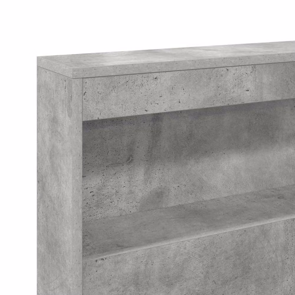 Berkfield Home Minimalist Storage Headboard with Integrated Shelf in Grey Matt Concrete Finish – 4