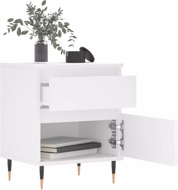 Berkfield Home Modern Bedside Cabinet in White, W/D/H: 40 x 35 x 50 cm
