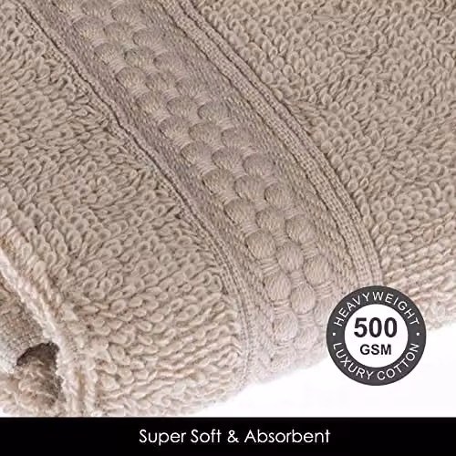 Homescapes Turkish Cotton Hand Towel, 500 GSM, Beige/Sand, Fluffy and Quick-Drying – 2