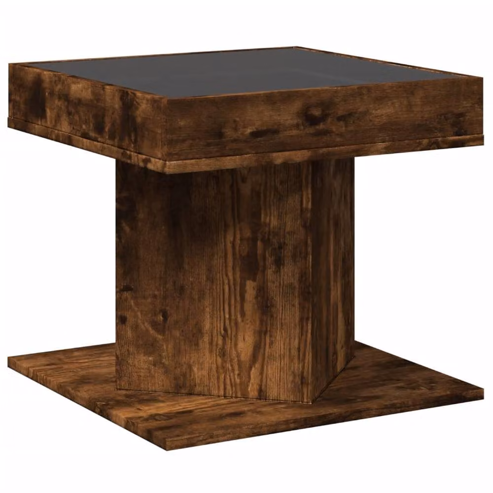 Berkfield Home Decorative LED Coffee Table in Smoked Oak and Brown, W/D/H: 50 x 50 x 45 cm – 4