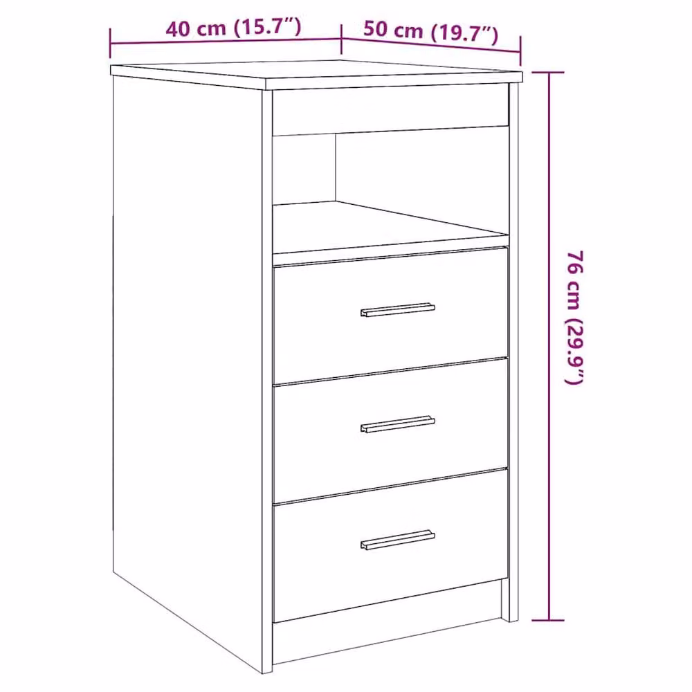 Berkfield Home Artisan Oak Decorative Drawer Cabinet in Brown, W: 40 cm, D: 50 cm, H: 76 cm – 4
