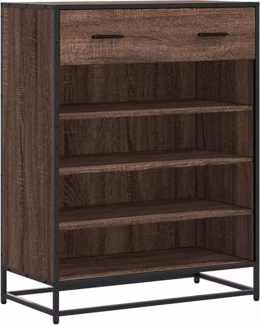 Berkfield Home Brown Oak Shoe Cabinet with Metal Accents, W/D/H: 75 x 38 x 97.5 cm – 1