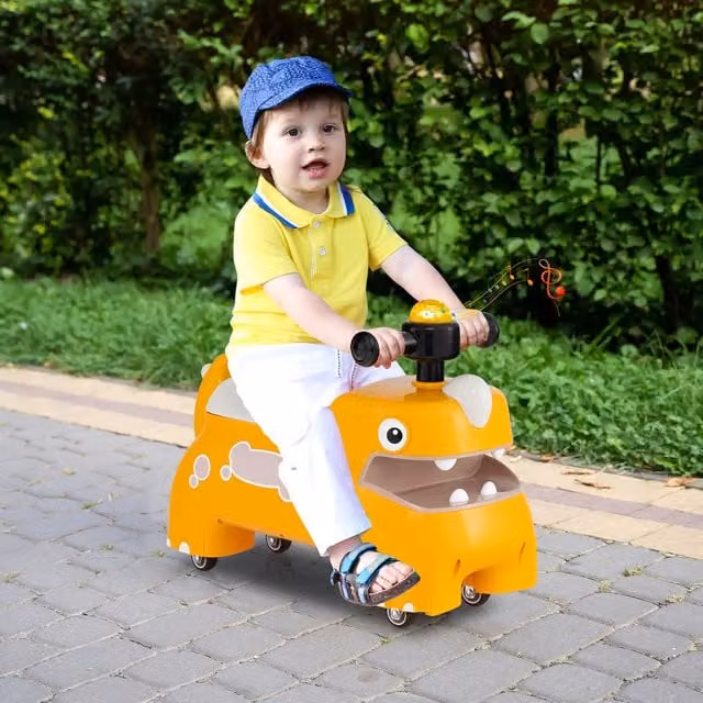 Costway Sit to Stand Riding Racer Battery Operated Ride On Car in Yellow