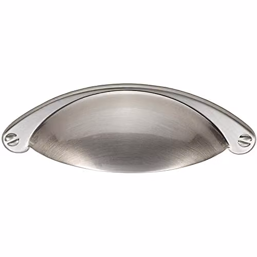 Loops Traditional Cup Pull Handle in Brushed Silver, 104 x 26 mm with 64 mm Fixing Centres