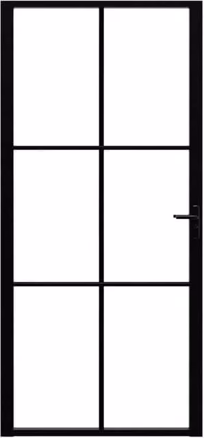Berkfield Industrial Interior Door with ESG Glass and Aluminium Frame, Black, W: 93 cm, H: 201.5 cm