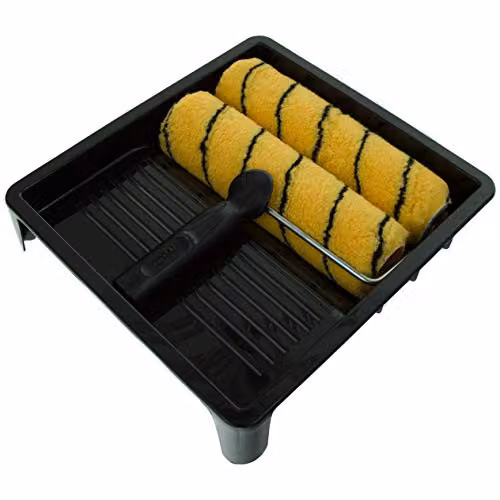 Coral Max Coat 9 Inch Paint Roller Kit with HEADLOCK Frame and Polyester Covers, Yellow, 4 Piece Set – 5