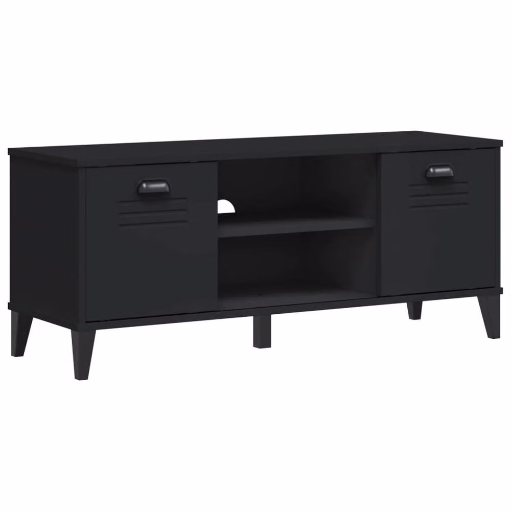 Berkfield Home VIKEN Shoe Bench in Black Solid Pine Wood, W/D/H: 106 x 35 x 45 cm – 3