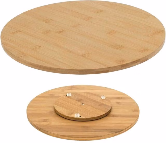 NESTLUNE Brown Solid Bamboo Wooden Round Lazy Susan Rotating Turntable, Diameter: 100 cm, Height: 15 cm