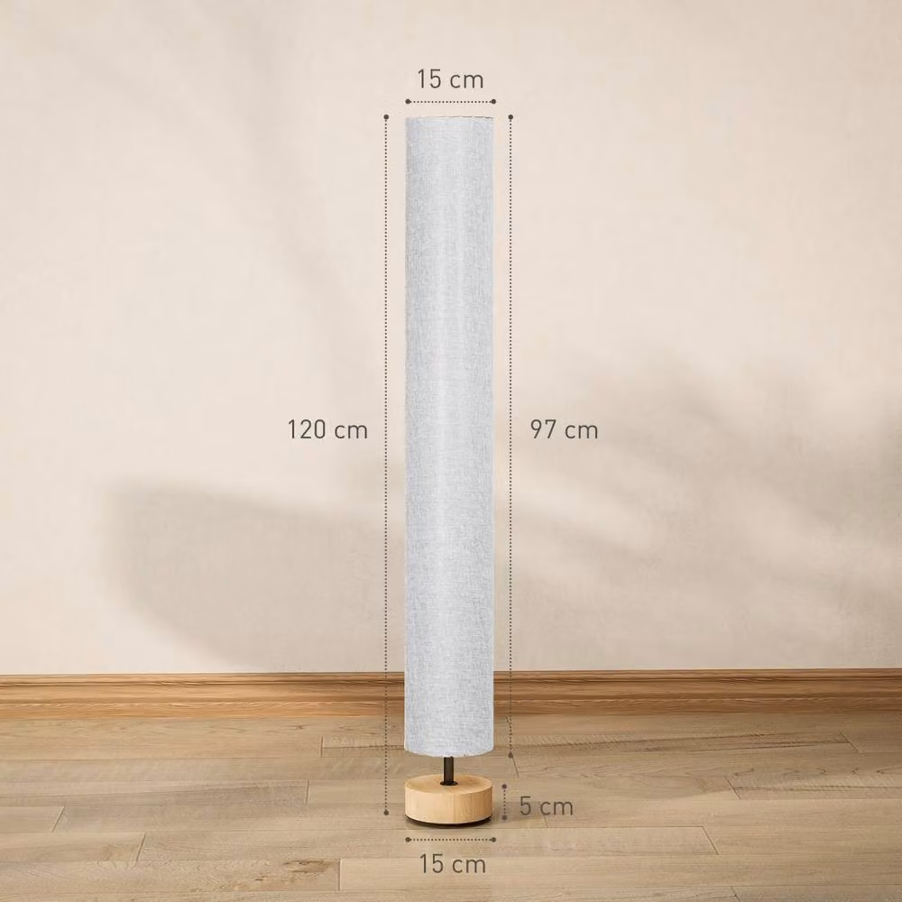 Wyld Haus Luretti Modern Floor Lamp in Grey Wood and Fabric, Height: 120 cm – 4