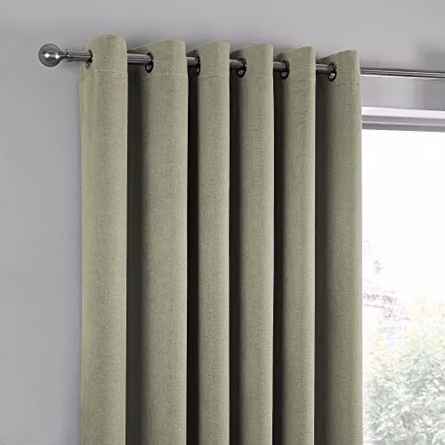 Fusion Green Thermal Eyelet Curtains, 2 Panels, W: 168 cm, H: 229 cm – 3