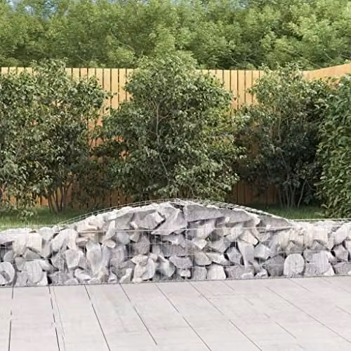 vidaXL Arched Gabion Baskets, 5 Pieces, Galvanised Steel, Silver, W: 400 cm, D: 50 cm, H: 40/60 cm – 2