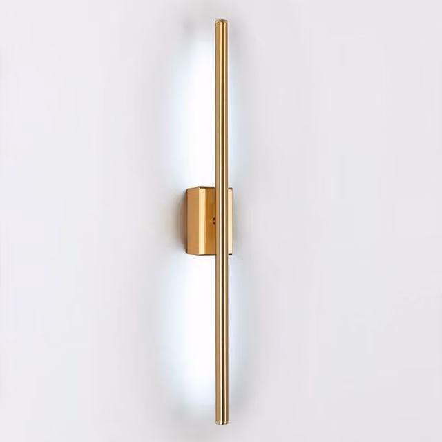 Goeco 8W Modern Gold LED Wall Sconce, 6500K Cool White Linear Up and Down Bar Light Fixture – 1